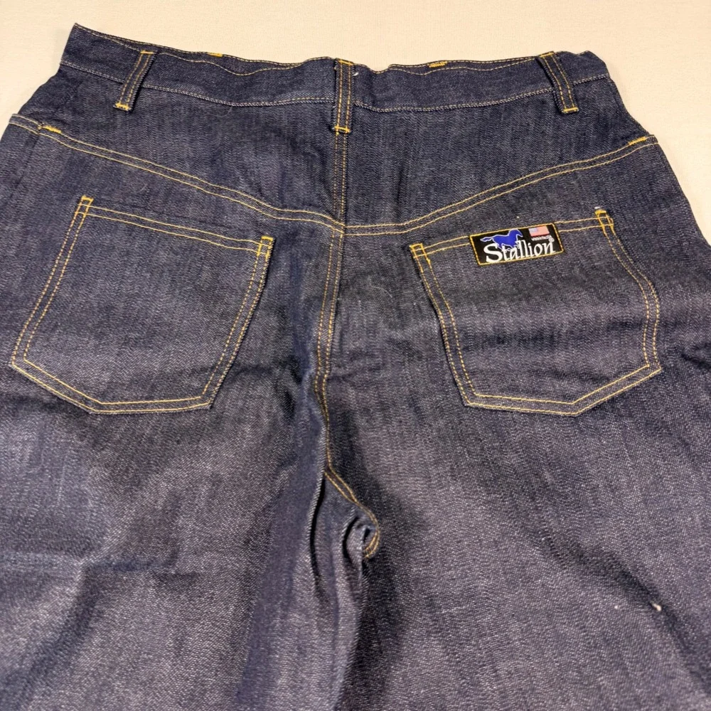 Stallion Straight Leg Jeans L Blue Indigo High Rise Made in USA Cotton Denim